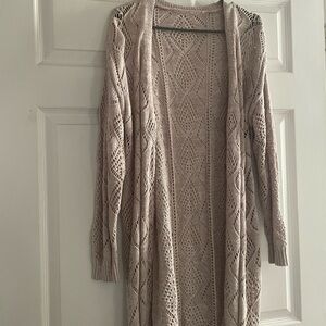 Open Knit Long Cardigan